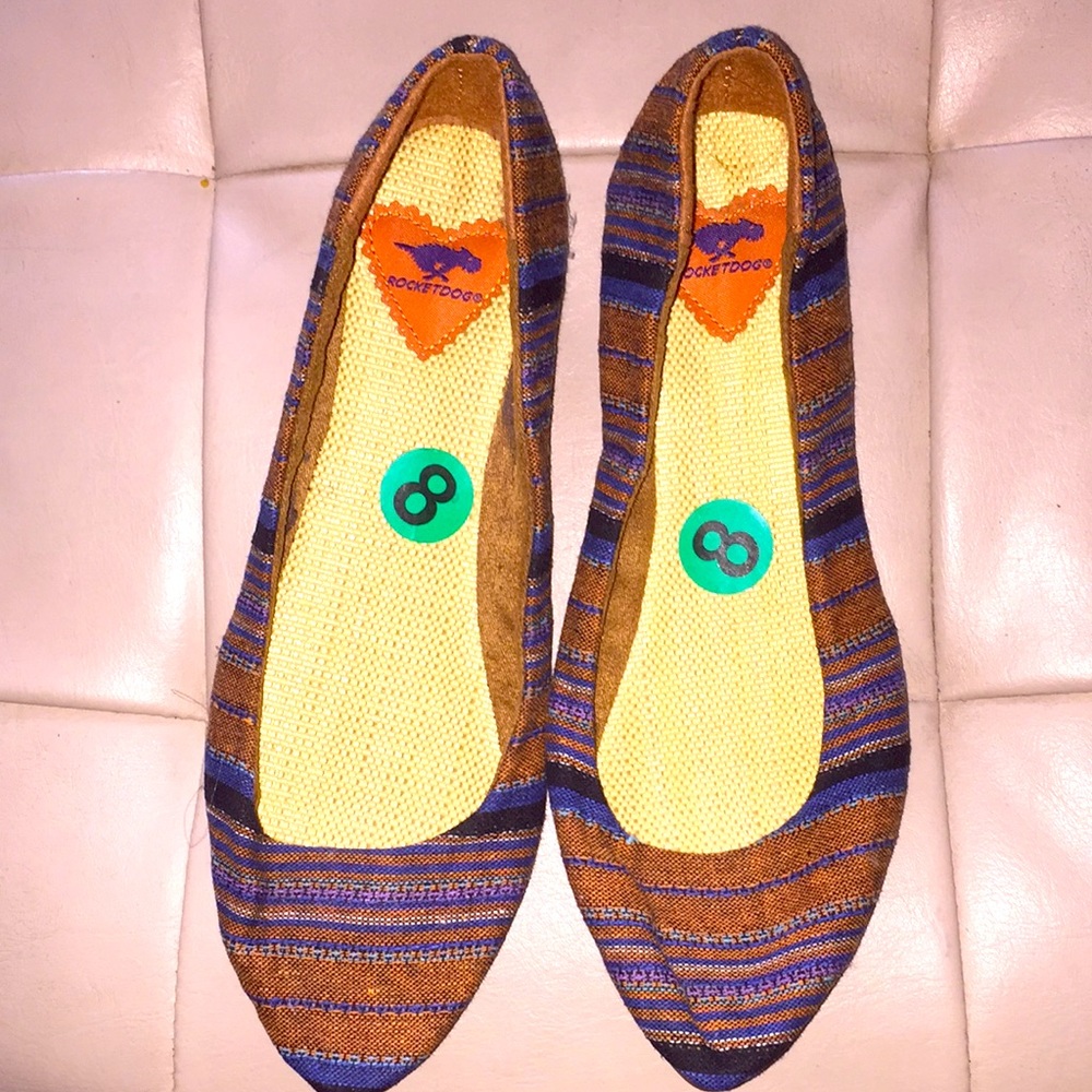 NWOT Rocket Dog Striped Fabric Flats